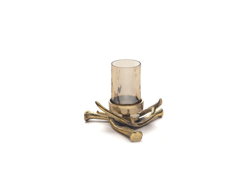CANDELIERE ALLUMINIO RAMO ORO CM23X23X15