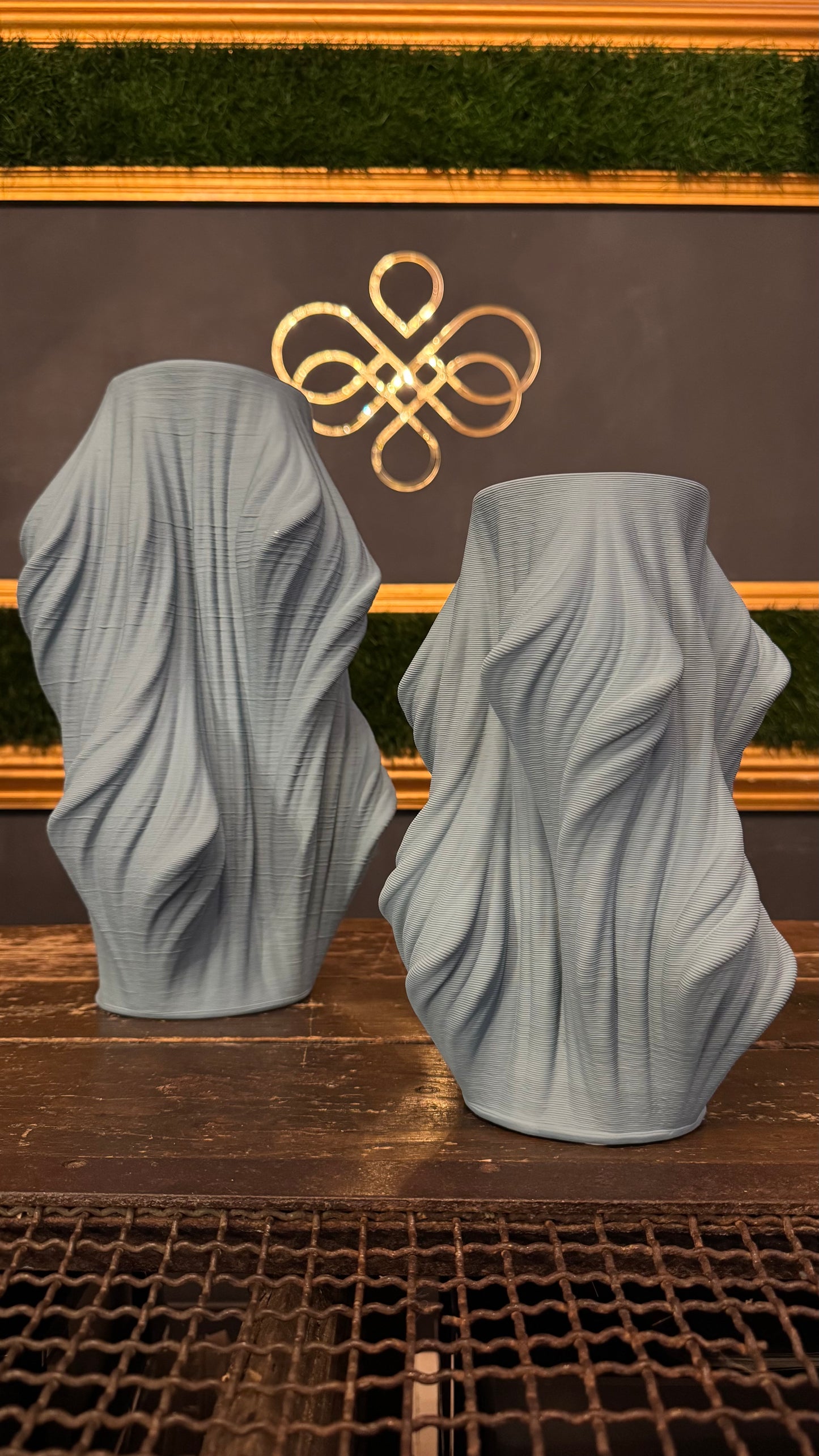 VASO CERAMICA 3D AZZURRO POLVERE grande