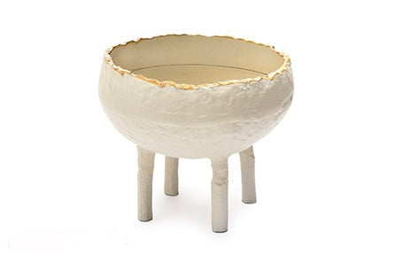 CASPO' ALLUMINIO C/3 PIEDI E BORDO ORO MAX CM16X21 BIANCO