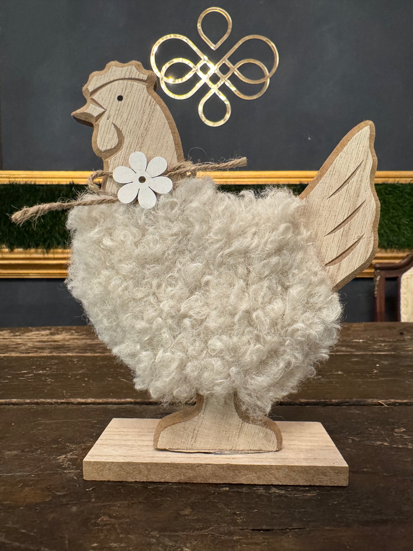 GALLINELLA LEGNO LANA BIANCA