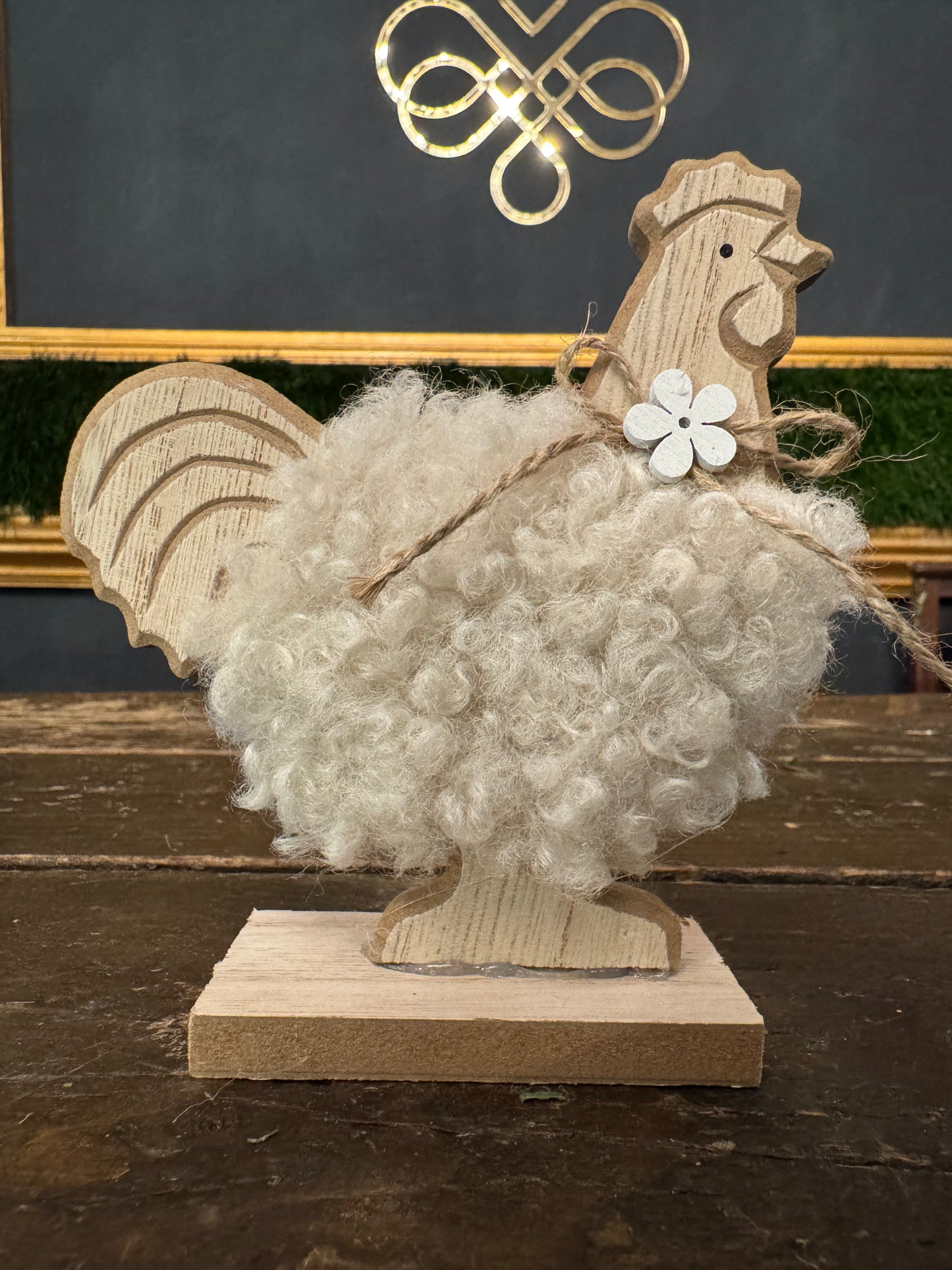 GALLINELLA LEGNO LANA BIANCA