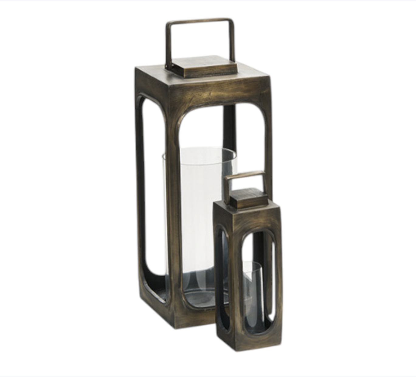 LANTERNE METAL BRASS OTTONE ANTICATO CM 21X50/13X38